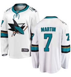 Youth San Jose Sharks #7 Paul Martin Fanatics Branded White Away Breakaway NHL Jersey