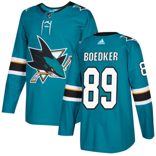 Men's Adidas San Jose Sharks #89 Mikkel Boedker Authentic Teal Green Home NHL Jersey Men's Adidas San Jose Sharks #89 Mikkel Boedker Authentic Teal Green Home NHL Jersey