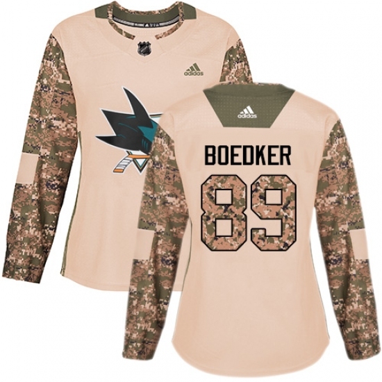 Women's Adidas San Jose Sharks #89 Mikkel Boedker Authentic Camo Veterans Day Practice NHL Jersey Women's Adidas San Jose Sharks #89 Mikkel Boedker Authentic Camo Veterans Day Practice NHL Jersey