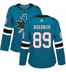 Women's Adidas San Jose Sharks #89 Mikkel Boedker Authentic Teal Green Home NHL Jersey Women's Adidas San Jose Sharks #89 Mikkel Boedker Authentic Teal Green Home NHL Jersey