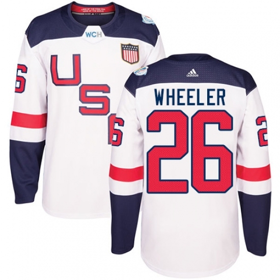 Men's Adidas Team USA #26 Blake Wheeler Authentic White Home 2016 World Cup Ice Hockey Jersey Men's Adidas Team USA #26 Blake Wheeler Authentic White Home 2016 World Cup Ice Hockey Jersey