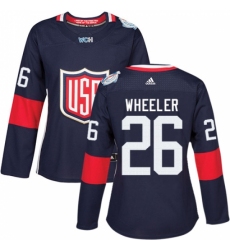 Women's Adidas Team USA #26 Blake Wheeler Authentic Navy Blue Away 2016 World Cup Hockey Jersey Women's Adidas Team USA #26 Blake Wheeler Authentic Navy Blue Away 2016 World Cup Hockey Jersey