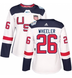 Women's Adidas Team USA #26 Blake Wheeler Premier White Home 2016 World Cup Hockey Jersey Women's Adidas Team USA #26 Blake Wheeler Premier White Home 2016 World Cup Hockey Jersey