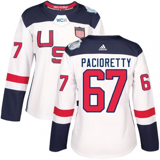 Women's Adidas Team USA #67 Max Pacioretty Authentic White Home 2016 World Cup Hockey Jersey Women's Adidas Team USA #67 Max Pacioretty Authentic White Home 2016 World Cup Hockey Jersey