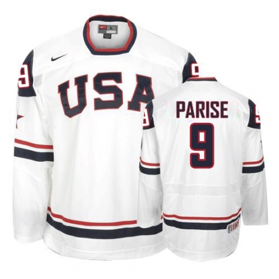 Men's Nike Team USA #9 Zach Parise Authentic White 2010 Olympic Hockey Jersey Men's Nike Team USA #9 Zach Parise Authentic White 2010 Olympic Hockey Jersey
