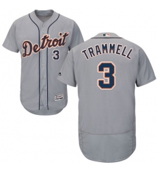 Men's Detroit Tigers #3 Alan Trammell Grey Flexbase Authentic Collection Stitched MLB Jersey