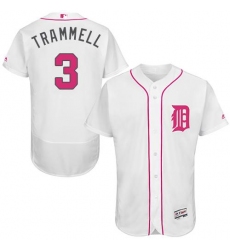 Men's Detroit Tigers #3 Alan Trammell White Flexbase Authentic Collection Mothers Day Stitched MLB Jersey