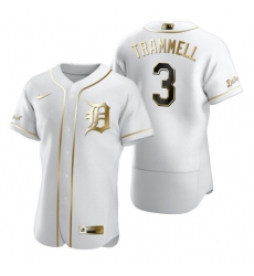 Men's Detroit Tigers #3 Alan Trammell White Nike Authentic Golden Edition MLB Jersey