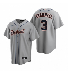 Men's Nike Detroit Tigers #3 Alan Trammell Gray Road Stitched Baseball Jersey
