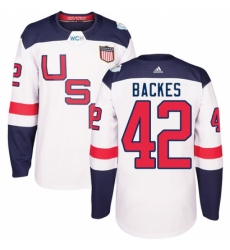 Men's Adidas Team USA #42 David Backes Premier White Home 2016 World Cup Ice Hockey Jersey Men's Adidas Team USA #42 David Backes Premier White Home 2016 World Cup Ice Hockey Jersey