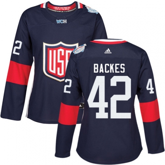 Women's Adidas Team USA #42 David Backes Premier Navy Blue Away 2016 World Cup Hockey Jersey Women's Adidas Team USA #42 David Backes Premier Navy Blue Away 2016 World Cup Hockey Jersey
