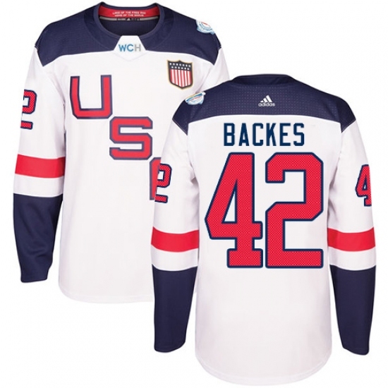 Youth Adidas Team USA #42 David Backes Premier White Home 2016 World Cup Ice Hockey Jersey Youth Adidas Team USA #42 David Backes Premier White Home 2016 World Cup Ice Hockey Jersey