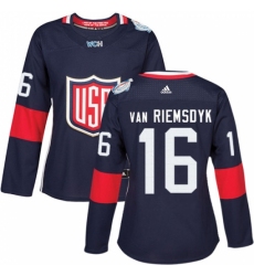 Women's Adidas Team USA #16 James van Riemsdyk Premier Navy Blue Away 2016 World Cup Hockey Jersey Women's Adidas Team USA #16 James van Riemsdyk Premier Navy Blue Away 2016 World Cup Hockey Jersey