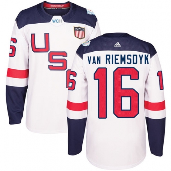 Youth Adidas Team USA #16 James van Riemsdyk Authentic White Home 2016 World Cup Ice Hockey Jersey Youth Adidas Team USA #16 James van Riemsdyk Authentic White Home 2016 World Cup Ice Hockey Jersey