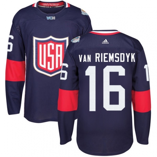 Youth Adidas Team USA #16 James van Riemsdyk Premier Navy Blue Away 2016 World Cup Ice Hockey Jersey Youth Adidas Team USA #16 James van Riemsdyk Premier Navy Blue Away 2016 World Cup Ice Hockey Jersey