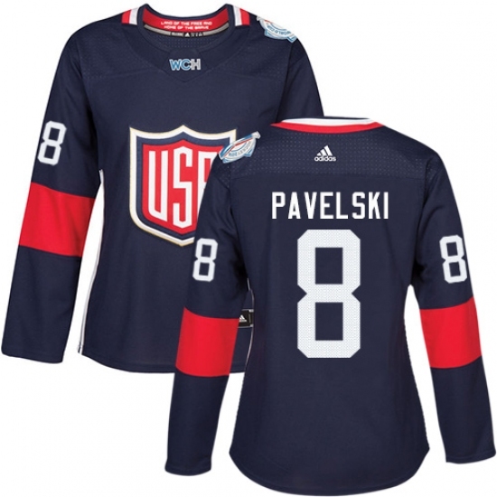 Women's Adidas Team USA #8 Joe Pavelski Premier Navy Blue Away 2016 World Cup Hockey Jersey Women's Adidas Team USA #8 Joe Pavelski Premier Navy Blue Away 2016 World Cup Hockey Jersey