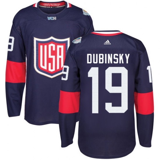 Men's Adidas Team USA #19 Brandon Dubinsky Premier Navy Blue Away 2016 World Cup Ice Hockey Jersey Men's Adidas Team USA #19 Brandon Dubinsky Premier Navy Blue Away 2016 World Cup Ice Hockey Jersey