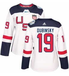 Women's Adidas Team USA #19 Brandon Dubinsky Premier White Home 2016 World Cup Hockey Jersey Women's Adidas Team USA #19 Brandon Dubinsky Premier White Home 2016 World Cup Hockey Jersey