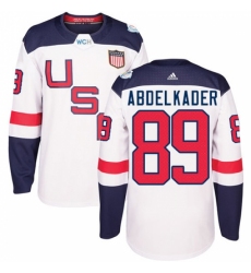 Men's Adidas Team USA #89 Justin Abdelkader Authentic White Home 2016 World Cup Ice Hockey Jersey