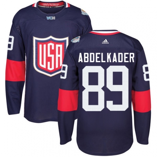 Youth Adidas Team USA #89 Justin Abdelkader Authentic Navy Blue Away 2016 World Cup Ice Hockey Jersey Youth Adidas Team USA #89 Justin Abdelkader Authentic Navy Blue Away 2016 World Cup Ice Hockey Jersey