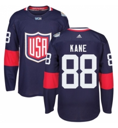 Men's Adidas Team USA #88 Patrick Kane Authentic Navy Blue Away 2016 World Cup Ice Hockey Jersey