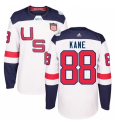 Men's Adidas Team USA #88 Patrick Kane Authentic White Home 2016 World Cup Ice Hockey Jersey