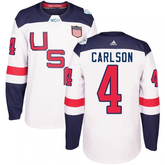 Youth Adidas Team USA #4 John Carlson Authentic White Home 2016 World Cup Ice Hockey Jersey Youth Adidas Team USA #4 John Carlson Authentic White Home 2016 World Cup Ice Hockey Jersey