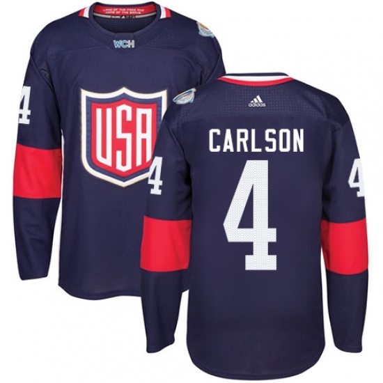 Youth Adidas Team USA #4 John Carlson Premier Navy Blue Away 2016 World Cup Ice Hockey Jersey Youth Adidas Team USA #4 John Carlson Premier Navy Blue Away 2016 World Cup Ice Hockey Jersey