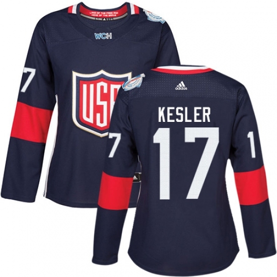 Women's Adidas Team USA #17 Ryan Kesler Authentic Navy Blue Away 2016 World Cup Hockey Jersey Women's Adidas Team USA #17 Ryan Kesler Authentic Navy Blue Away 2016 World Cup Hockey Jersey