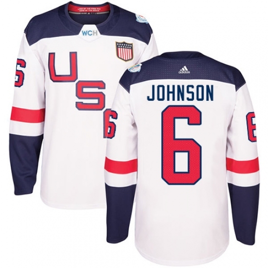 Youth Adidas Team USA #6 Erik Johnson Premier White Home 2016 World Cup Ice Hockey Jersey Youth Adidas Team USA #6 Erik Johnson Premier White Home 2016 World Cup Ice Hockey Jersey