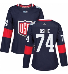 Women's Adidas Team USA #74 T. J. Oshie Authentic Navy Blue Away 2016 World Cup Hockey Jersey Women's Adidas Team USA #74 T. J. Oshie Authentic Navy Blue Away 2016 World Cup Hockey Jersey