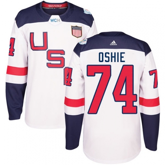 Youth Adidas Team USA #74 T. J. Oshie Premier White Home 2016 World Cup Ice Hockey Jersey Youth Adidas Team USA #74 T. J. Oshie Premier White Home 2016 World Cup Ice Hockey Jersey