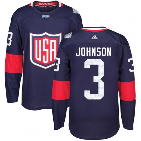 Men's Adidas Team USA #3 Jack Johnson Authentic Navy Blue Away 2016 World Cup Ice Hockey Jersey Men's Adidas Team USA #3 Jack Johnson Authentic Navy Blue Away 2016 World Cup Ice Hockey Jersey