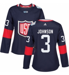 Women's Adidas Team USA #3 Jack Johnson Authentic Navy Blue Away 2016 World Cup Hockey Jersey Women's Adidas Team USA #3 Jack Johnson Authentic Navy Blue Away 2016 World Cup Hockey Jersey