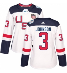 Women's Adidas Team USA #3 Jack Johnson Premier White Home 2016 World Cup Hockey Jersey Women's Adidas Team USA #3 Jack Johnson Premier White Home 2016 World Cup Hockey Jersey
