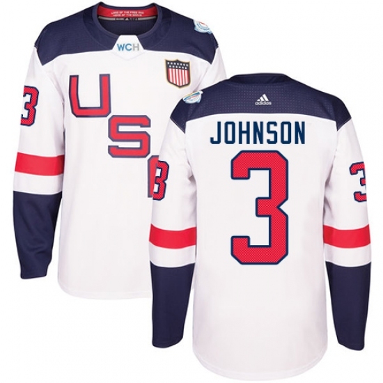 Youth Adidas Team USA #3 Jack Johnson Premier White Home 2016 World Cup Ice Hockey Jersey Youth Adidas Team USA #3 Jack Johnson Premier White Home 2016 World Cup Ice Hockey Jersey
