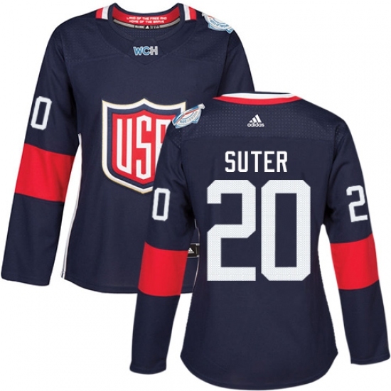 Women's Adidas Team USA #20 Ryan Suter Authentic Navy Blue Away 2016 World Cup Hockey Jersey Women's Adidas Team USA #20 Ryan Suter Authentic Navy Blue Away 2016 World Cup Hockey Jersey