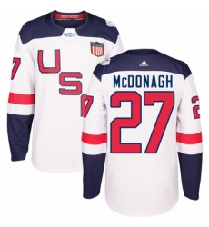 Men's Adidas Team USA #27 Ryan McDonagh Authentic White Home 2016 World Cup Ice Hockey Jersey