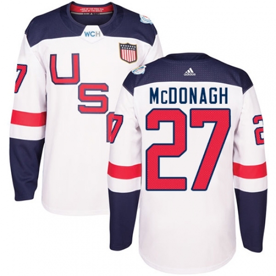 Men's Adidas Team USA #27 Ryan McDonagh Authentic White Home 2016 World Cup Ice Hockey Jersey Men's Adidas Team USA #27 Ryan McDonagh Authentic White Home 2016 World Cup Ice Hockey Jersey