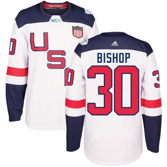Men's Adidas Team USA #30 Ben Bishop Authentic White Home 2016 World Cup Ice Hockey Jersey Men's Adidas Team USA #30 Ben Bishop Authentic White Home 2016 World Cup Ice Hockey Jersey