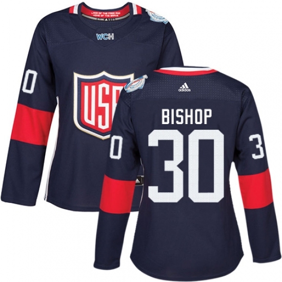 Women's Adidas Team USA #30 Ben Bishop Premier Navy Blue Away 2016 World Cup Hockey Jersey Women's Adidas Team USA #30 Ben Bishop Premier Navy Blue Away 2016 World Cup Hockey Jersey