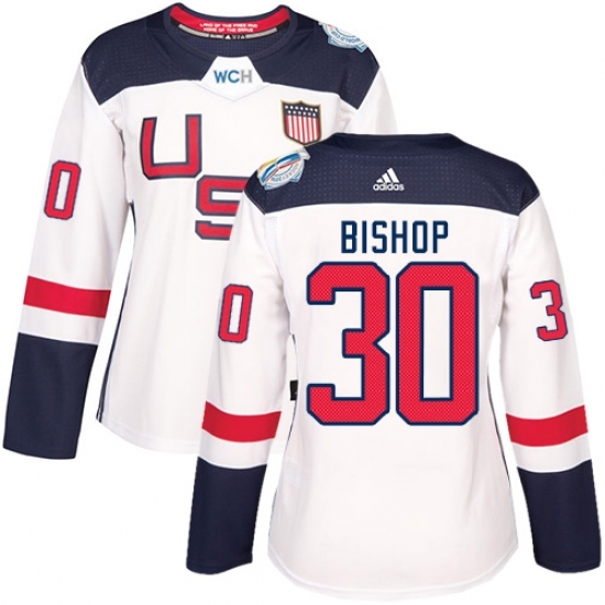 Women's Adidas Team USA #30 Ben Bishop Premier White Home 2016 World Cup Hockey Jersey Women's Adidas Team USA #30 Ben Bishop Premier White Home 2016 World Cup Hockey Jersey
