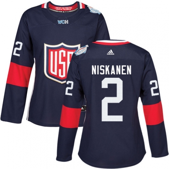Women's Adidas Team USA #2 Matt Niskanen Premier Navy Blue Away 2016 World Cup Hockey Jersey Women's Adidas Team USA #2 Matt Niskanen Premier Navy Blue Away 2016 World Cup Hockey Jersey