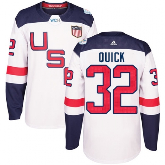 Youth Adidas Team USA #32 Jonathan Quick Authentic White Home 2016 World Cup Ice Hockey Jersey Youth Adidas Team USA #32 Jonathan Quick Authentic White Home 2016 World Cup Ice Hockey Jersey
