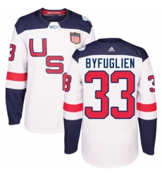 Men's Adidas Team USA #33 Dustin Byfuglien Premier White Home 2016 World Cup Ice Hockey Jersey