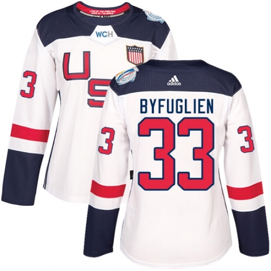 Women's Adidas Team USA #33 Dustin Byfuglien Authentic White Home 2016 World Cup Hockey Jersey Women's Adidas Team USA #33 Dustin Byfuglien Authentic White Home 2016 World Cup Hockey Jersey