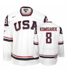Men's Nike Team USA #8 Mike Komisarek Premier White 2010 Olympic Hockey Jersey