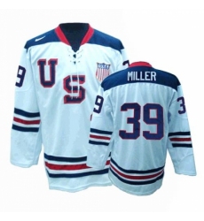 Men's Nike Team USA #39 Ryan Miller Authentic White 1960 Throwback Olympic Hockey Jersey