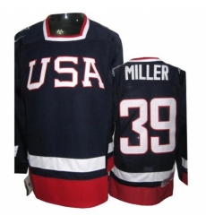 Men's Nike Team USA #39 Ryan Miller Premier Navy Blue 2010 Olympic Hockey Jersey