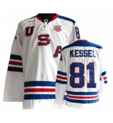 Men's Nike Team USA #81 Phil Kessel Authentic White 1960 Throwback Olympic Hockey Jersey